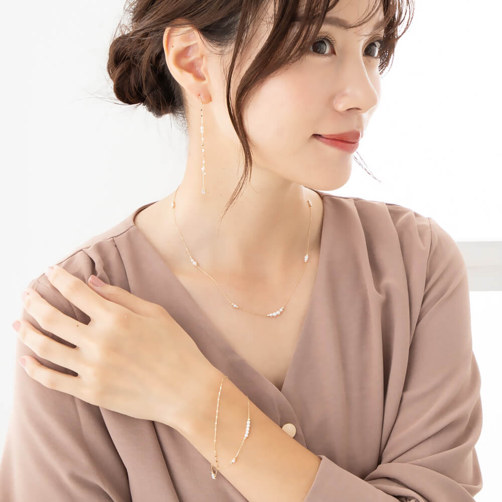 ミラーボール&天然パールブレスレット【RTB7006】 RITA JEWELRY ［10金