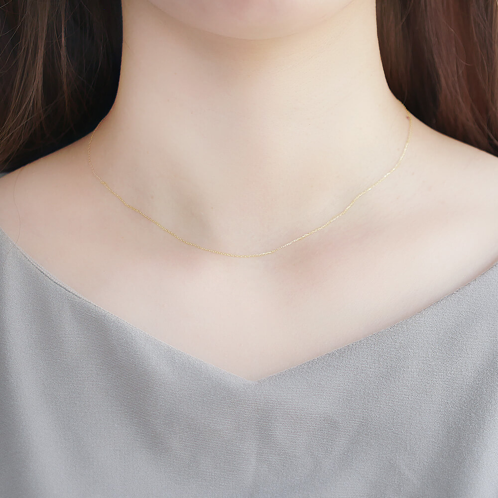 10金 18金 角アズキチェーン【sny-1034】［k10 k18 日本製 40cm ］