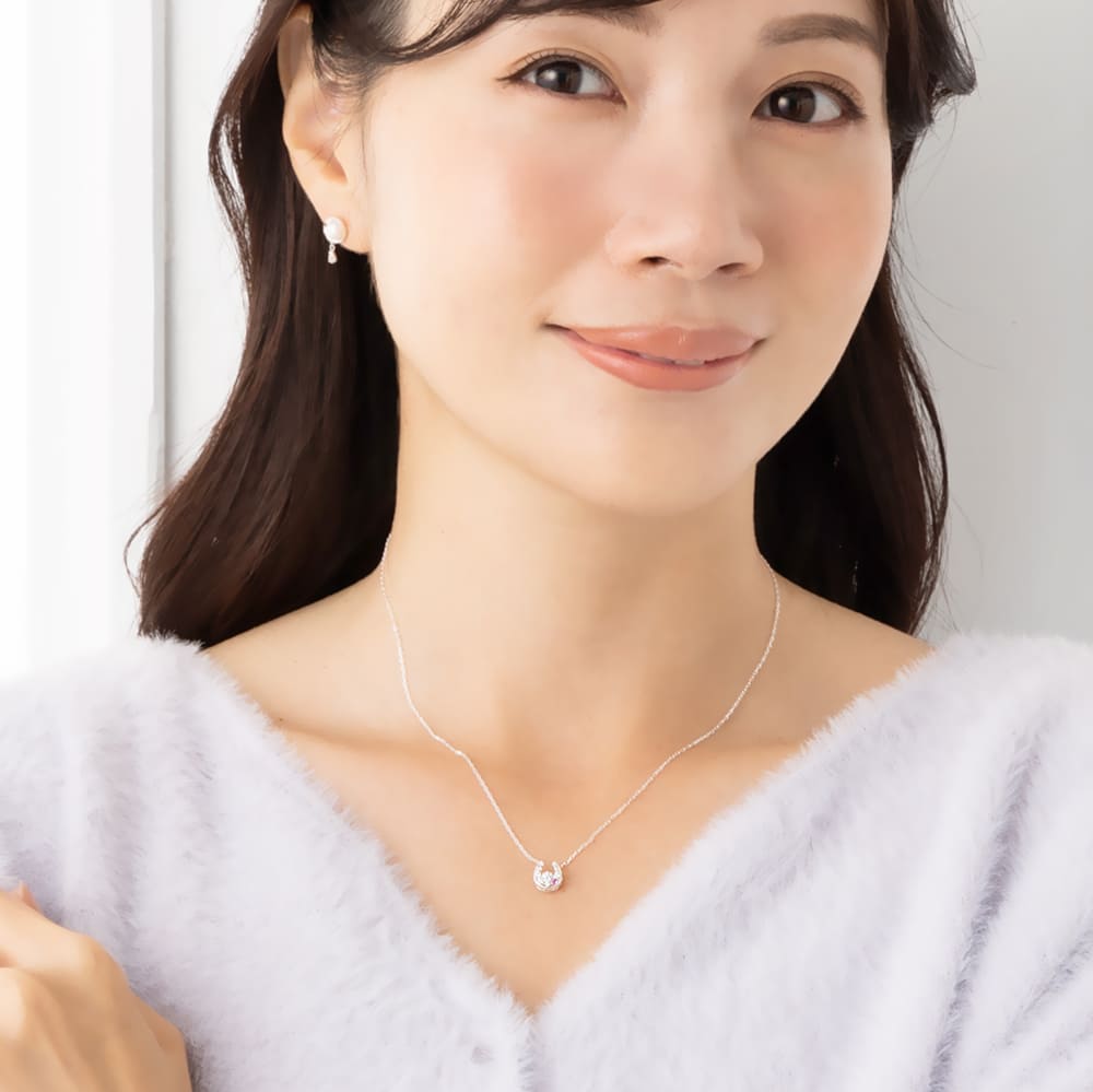 ◇誕生石対応◇horseshoe ホースシュー（馬蹄）ネックレス 【MIP11007CZ】