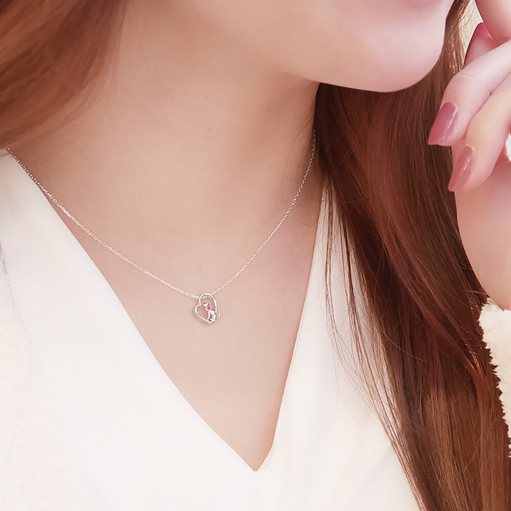 オープンハート猫ネックレス