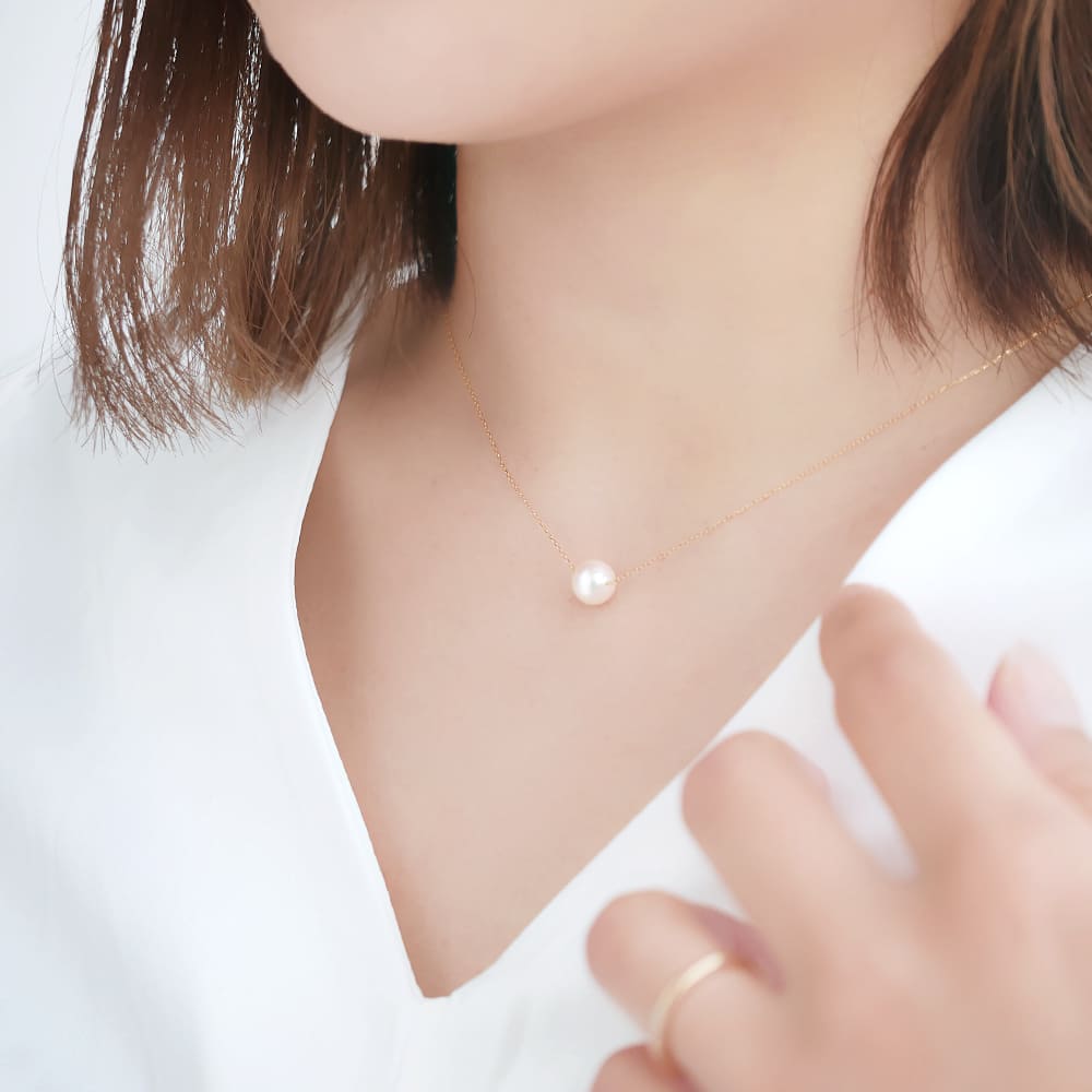 在庫限り】訳あり 一粒アコヤパール K10ネックレス 【MIP8108】 