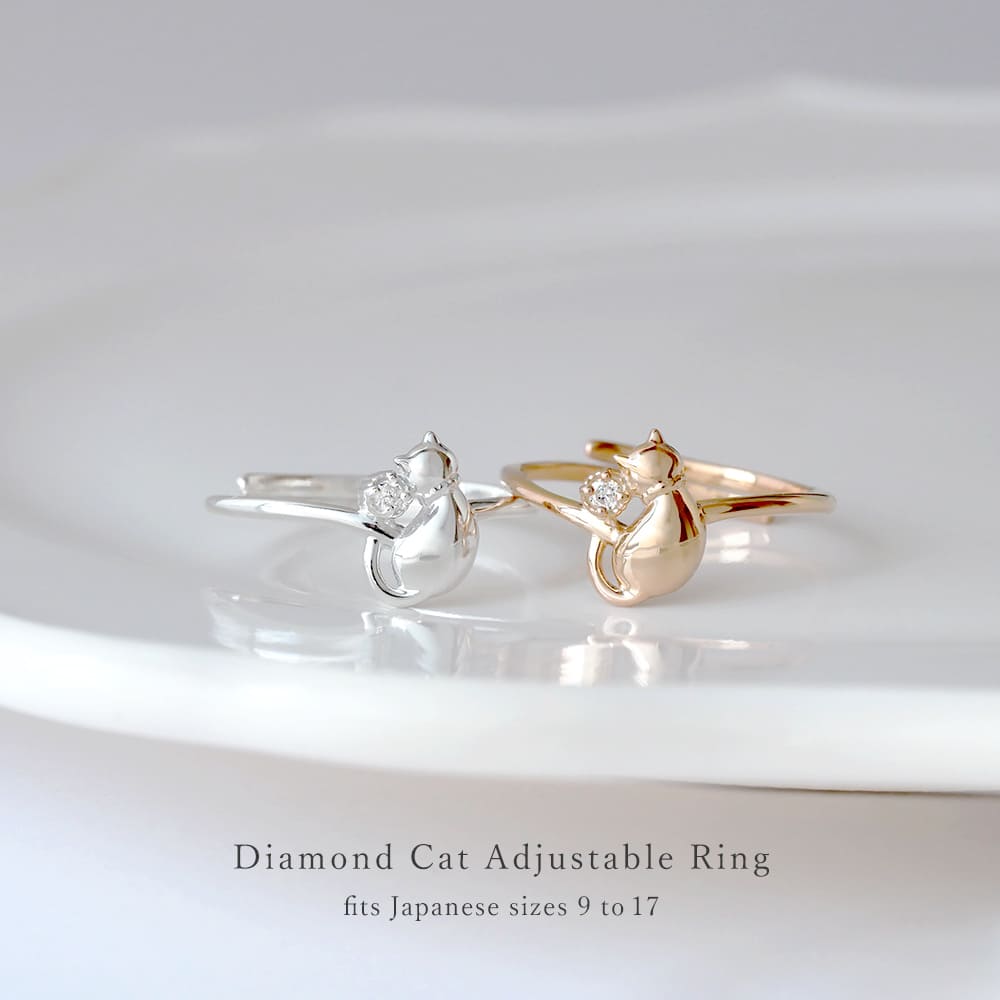 Diamond Cat Adjustable Ring しっぽにダイヤモンド輝く 猫の