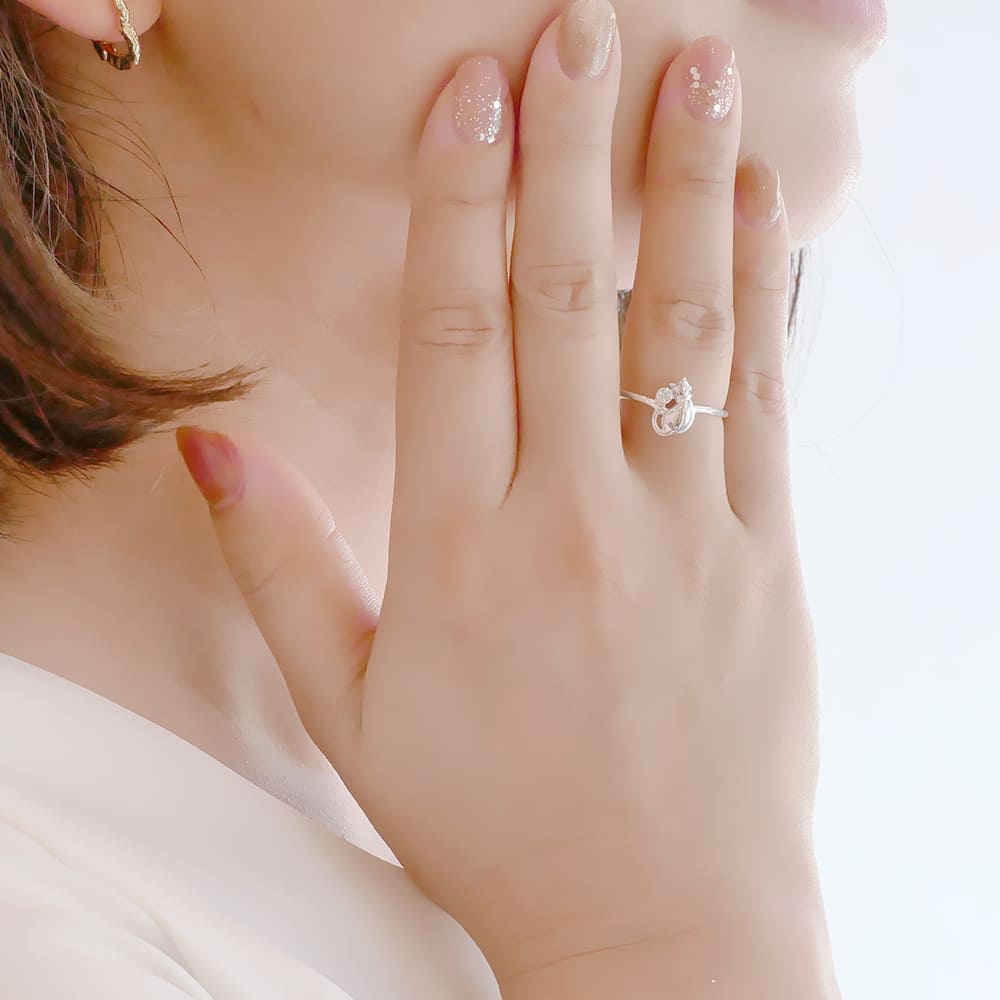 Diamond Cat Adjustable Ring しっぽにダイヤモンド輝く 猫の