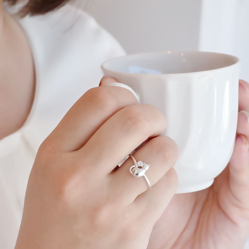 Diamond Cat Adjustable Ring しっぽにダイヤモンド輝く 猫の