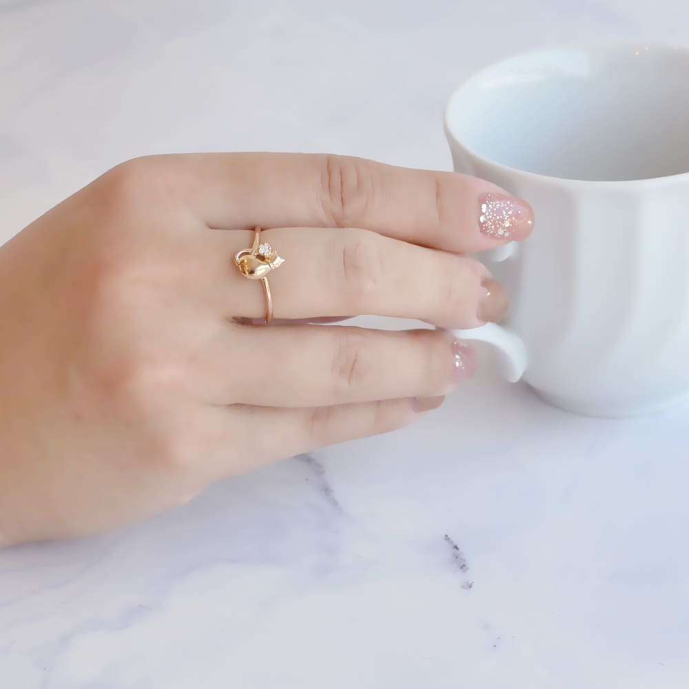 イリィ様 ご確認用 リングおまけ付き✨ 8/23 Diamond Cat Adjustable Ring しっぽにダイヤモンド輝く 猫の