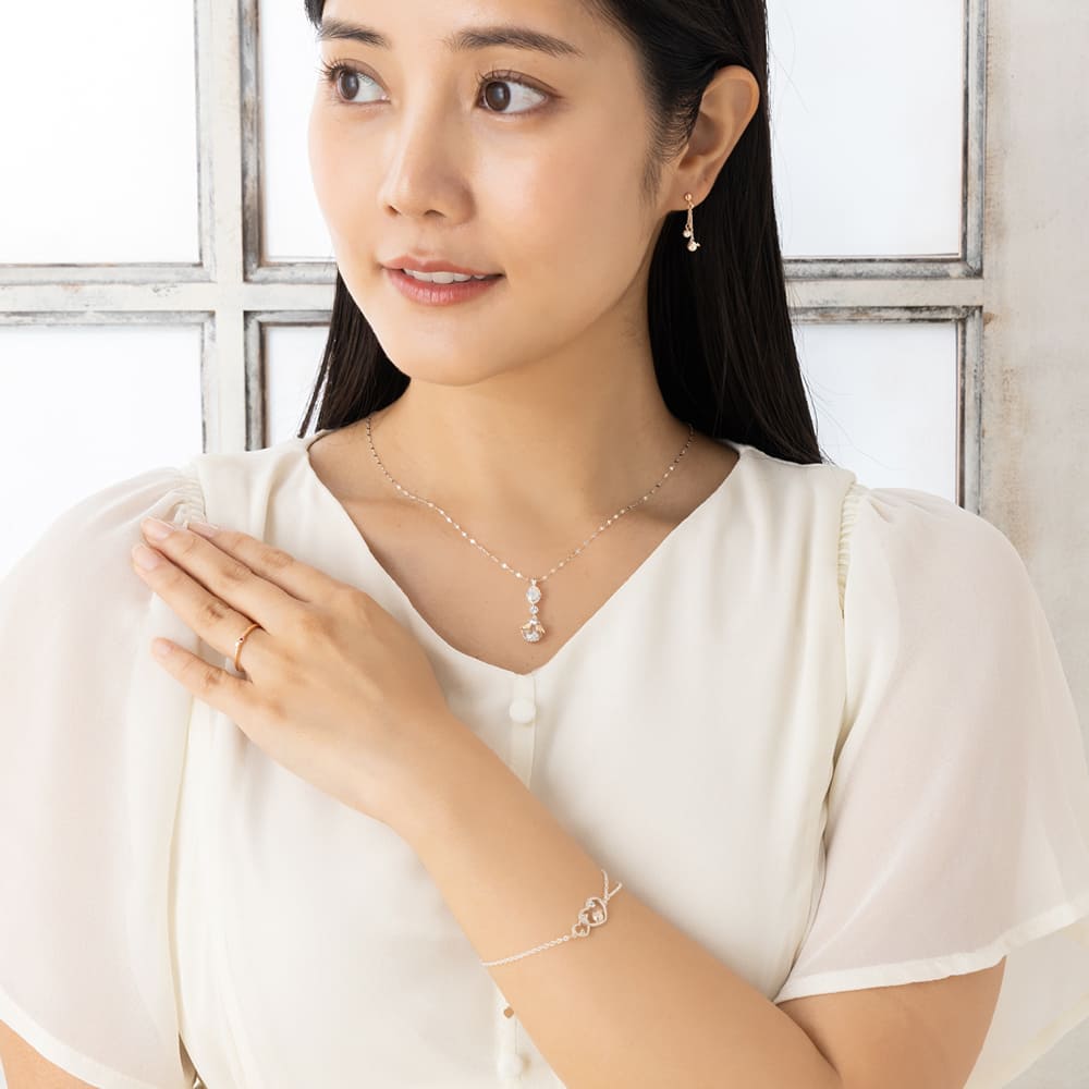 ダブルハート シルバーブレスレット｜天使の卵 輝く天使の羽