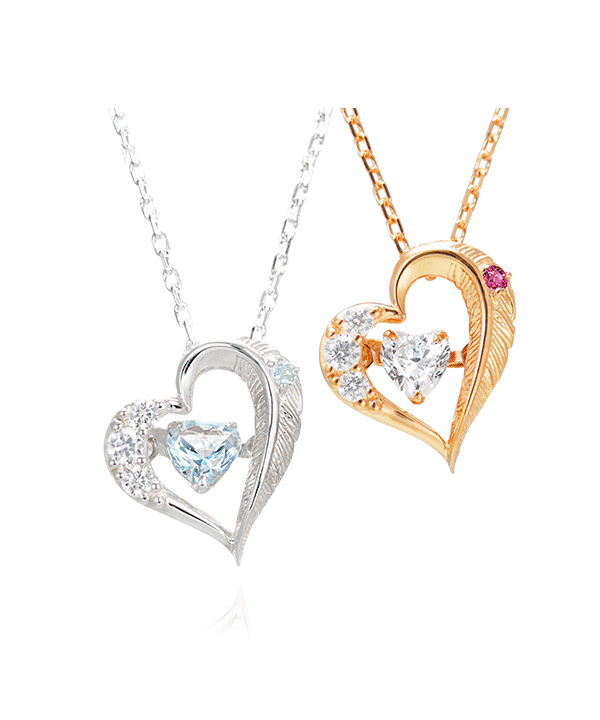 揺れ輝く羽ハート