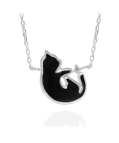 ダイヤ猫ネックレス